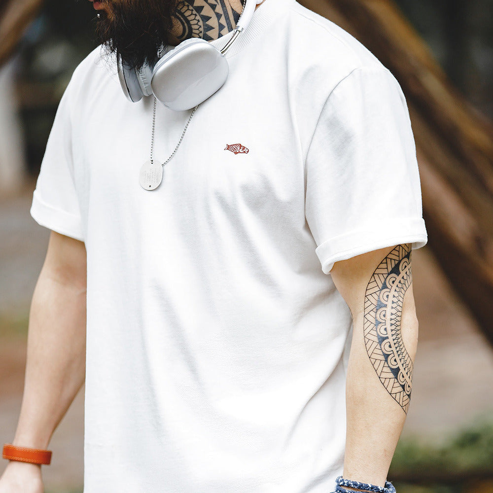 溫感變色幸運短袖T復古鯉魚旗印花全棉體恤