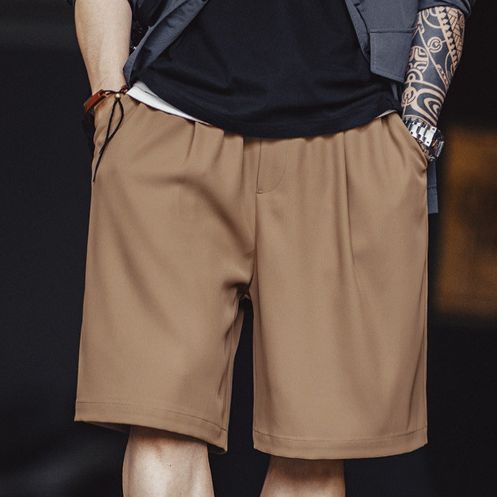 美式休閑Easypants短褲免燙抗皺垂感寬松直筒五分褲男夏