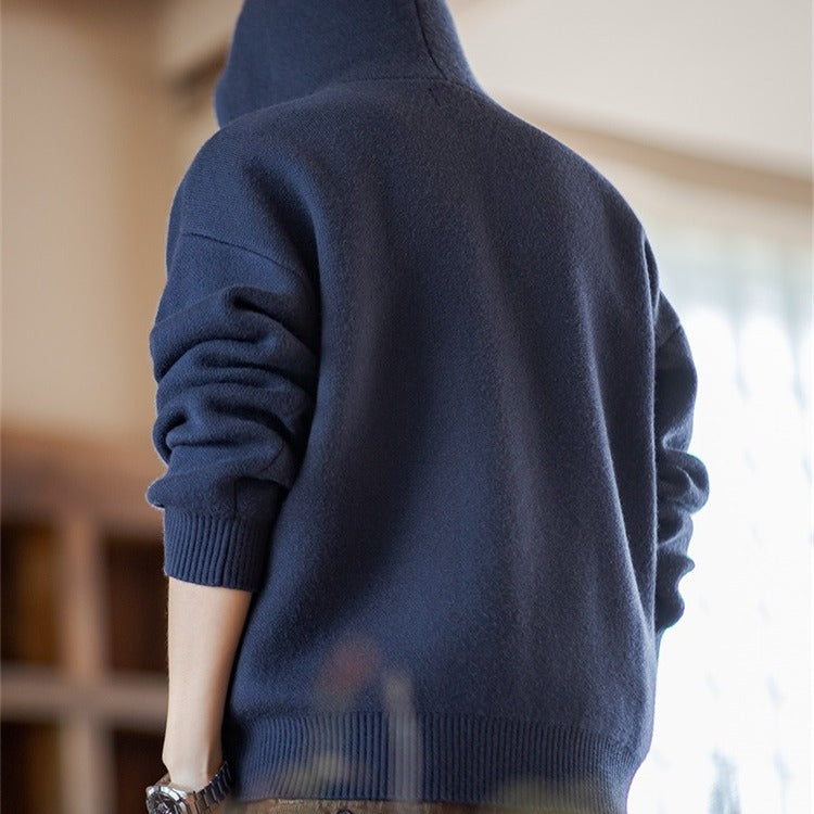 休閑連帽針織衫衛衣cityboy套頭加厚外套