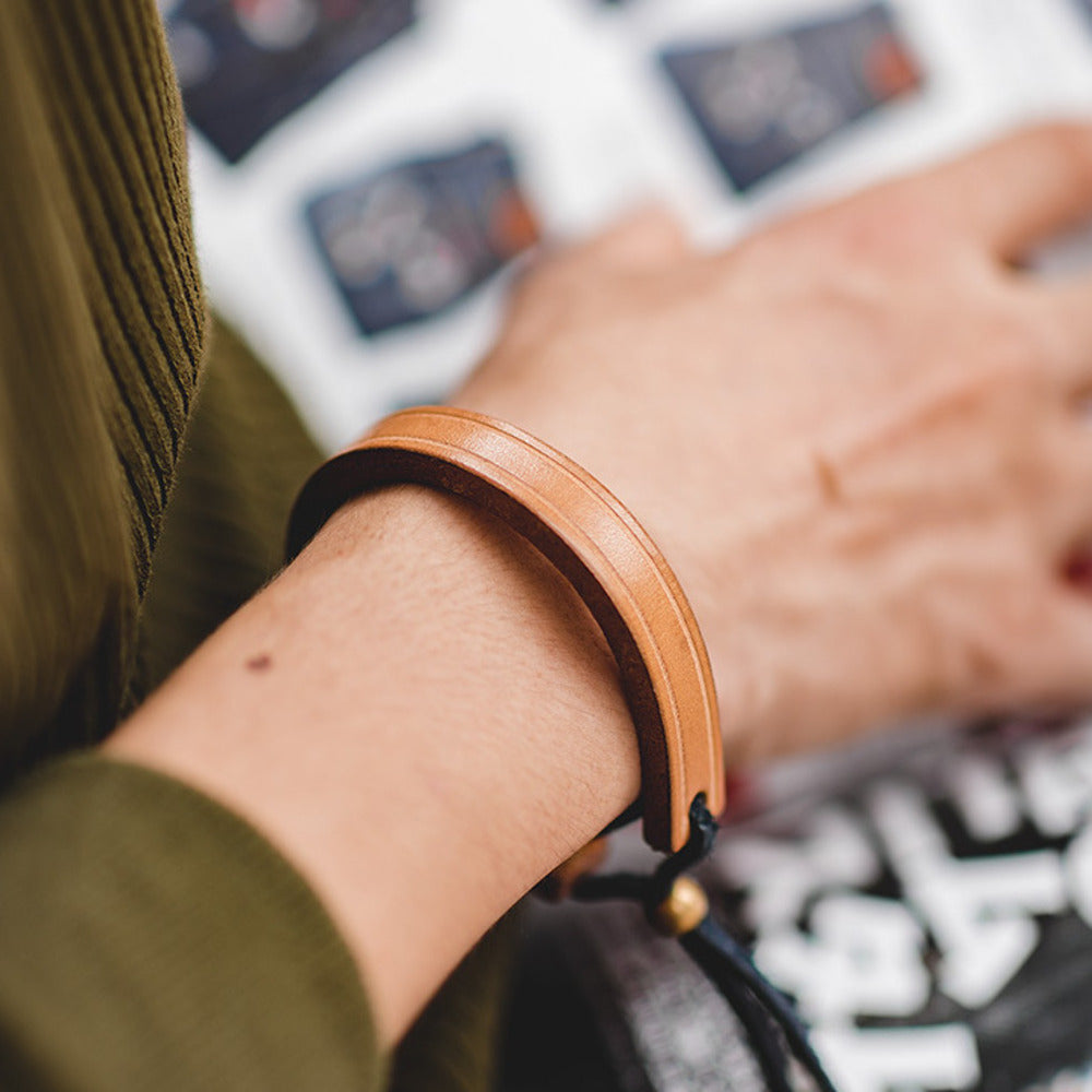 復古一生之環植鞣皮手環手镯阿美咔叽首飾配飾品