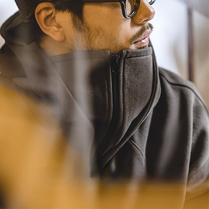 美式高領拉鏈衛衣面罩連帽衫vibe風高街機能外套