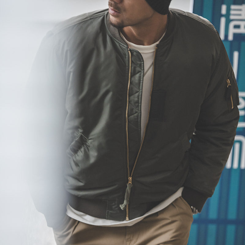 美式空中MA1飛行員夾克軍綠棉衣加厚襖子棉服棒球服