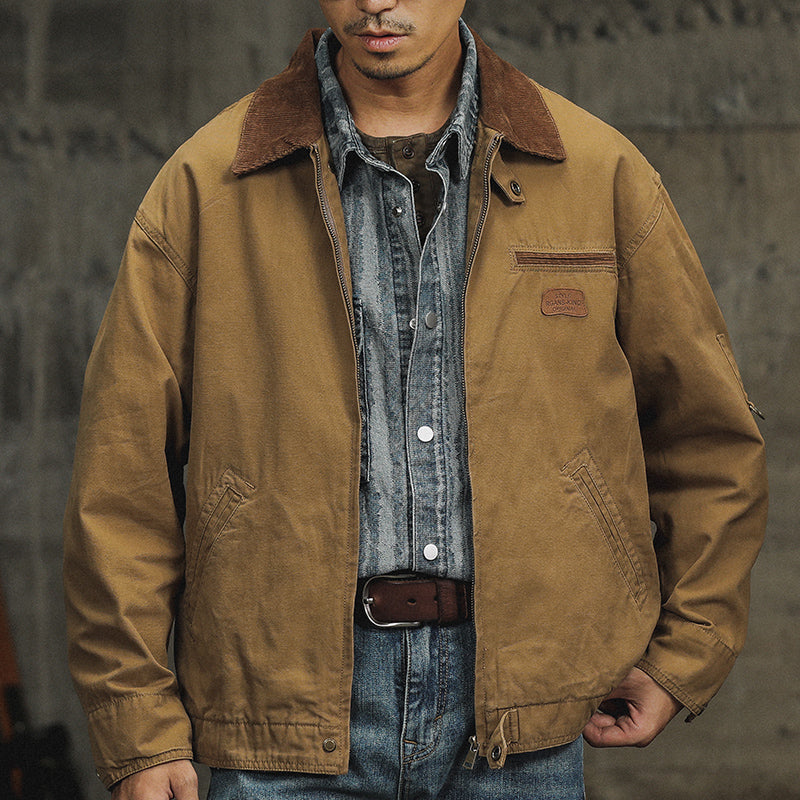 美式復古平替卡哈特工裝外套男春季寬松翻領底特律獵裝夾克