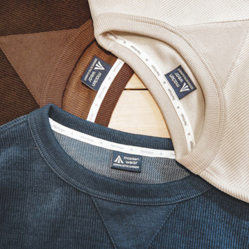 美式復古雪尼爾衛衣圓領基礎款抗皺打底長袖T恤