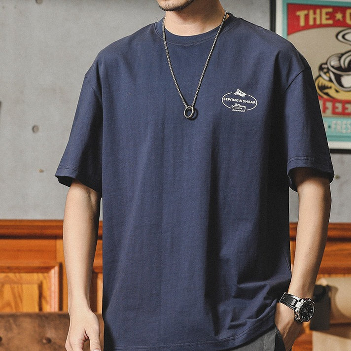 美式白色短袖t恤男夏季寬松大碼純棉潮牌百搭圓領半截袖體恤