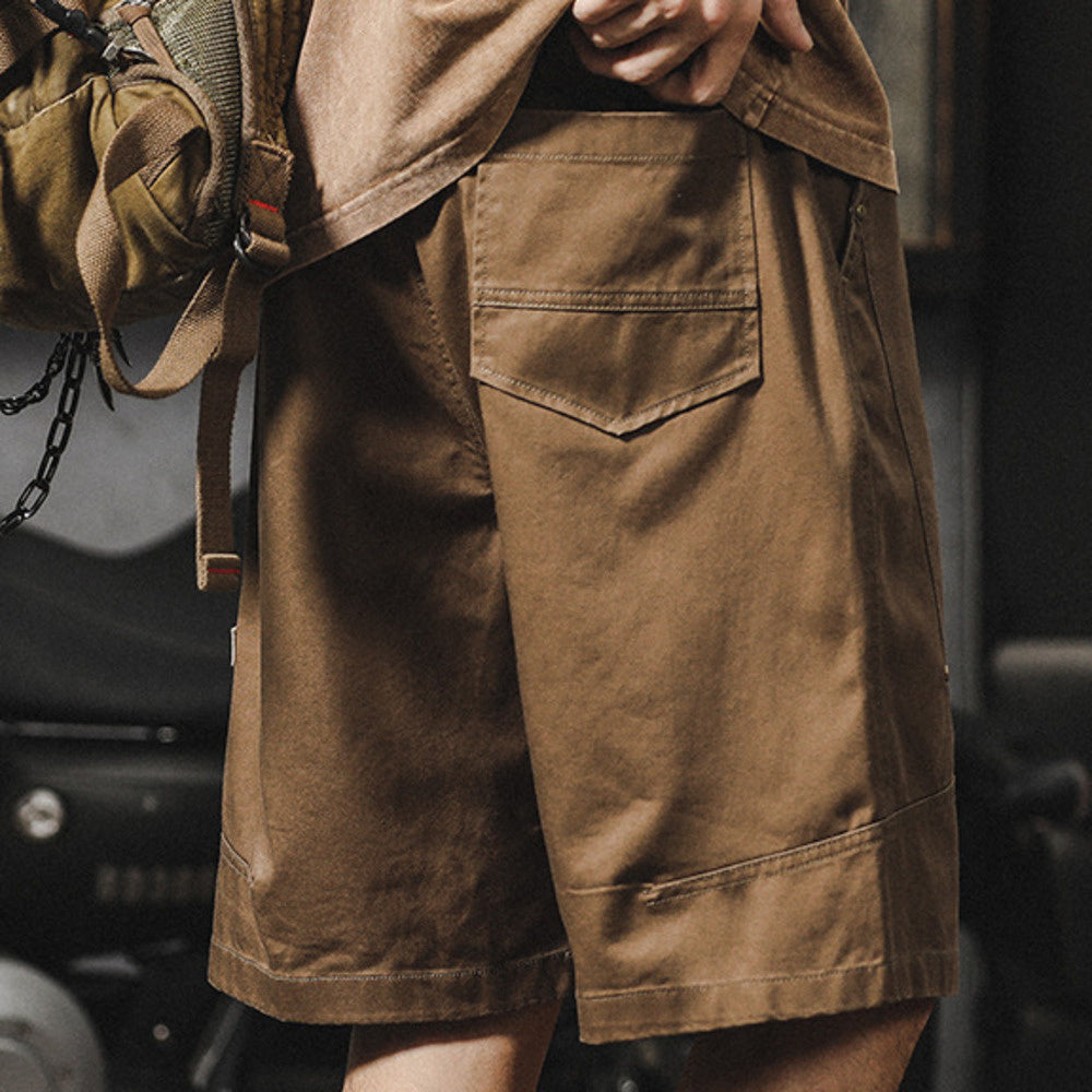 美式工裝短褲男士寬松大碼休閑復古水洗中褲夏季薄款潮流五分褲子