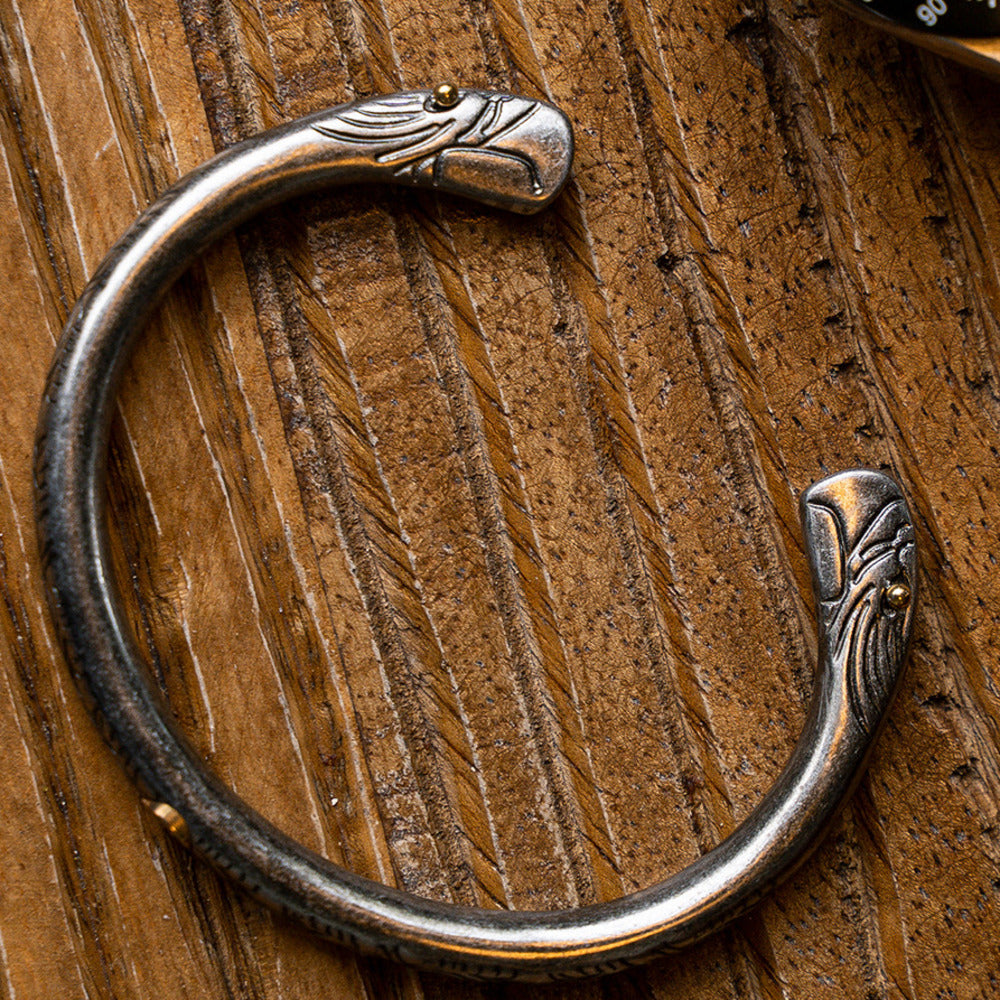 印第安民族風格小眾平價手環高喬復古風唐草金鷹手鐲