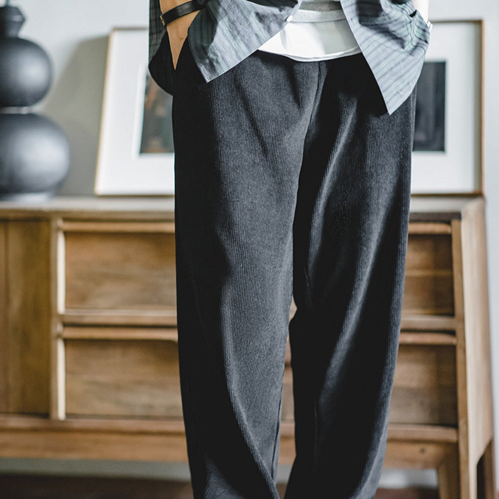 雪尼爾免燙垂感聰明褲束腳慵懶直筒休閑長褲