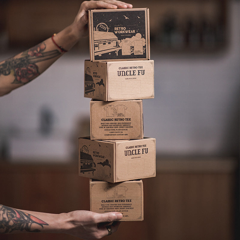 美式復古三本針口袋t恤阿美咔叽棉半袖硬漢短袖