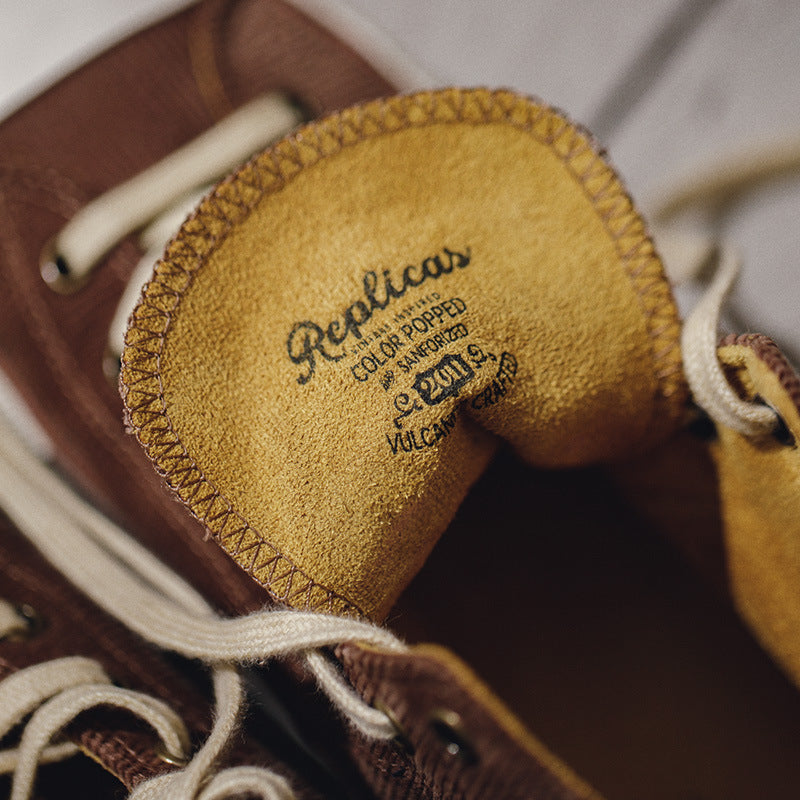 春秋款燈芯絨高幫板鞋潮流低幫休閑布鞋