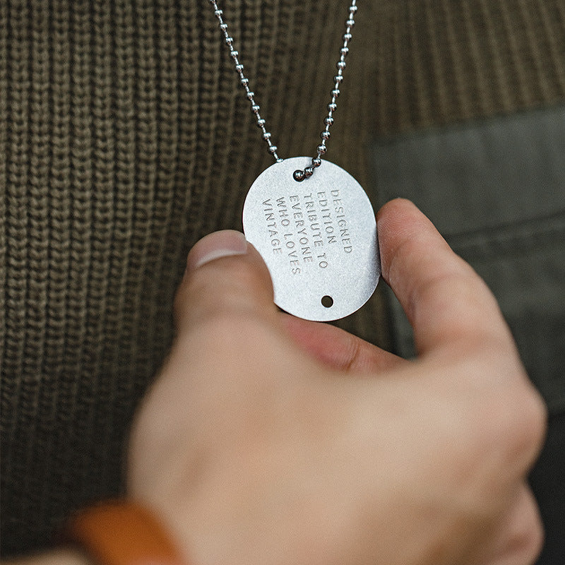 美式復古字母軍牌吊墜項鏈嘻哈狗牌蹦迪土酷兵掛件