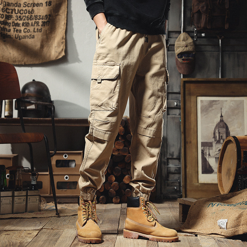 美式工裝褲復古軍事風黑色哈倫褲