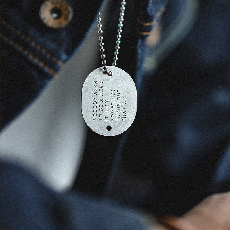 美式復古字母軍牌吊墜項鏈嘻哈狗牌蹦迪土酷兵掛件