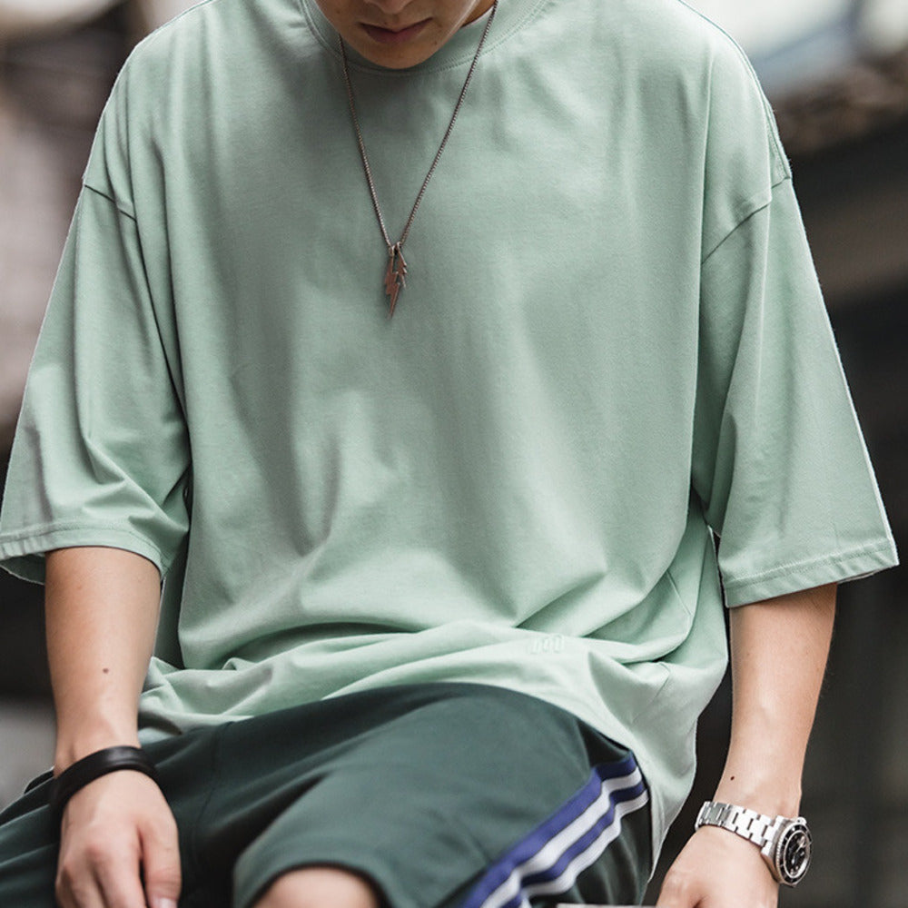 美式復古冰氧酷纖維冰絲感薄款T恤寬松透氣短袖