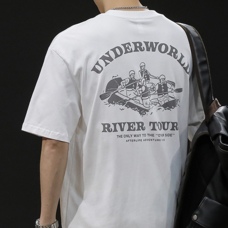 美式t恤短袖男夏季潮牌印花宽松休闲圆领纯棉潮流半截袖衣服