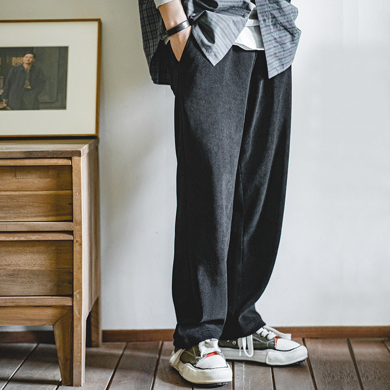 雪尼爾免燙垂感聰明褲束腳慵懶直筒休閑長褲