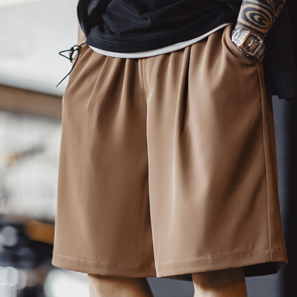 美式休閑Easypants短褲免燙抗皺垂感寬松直筒五分褲男夏