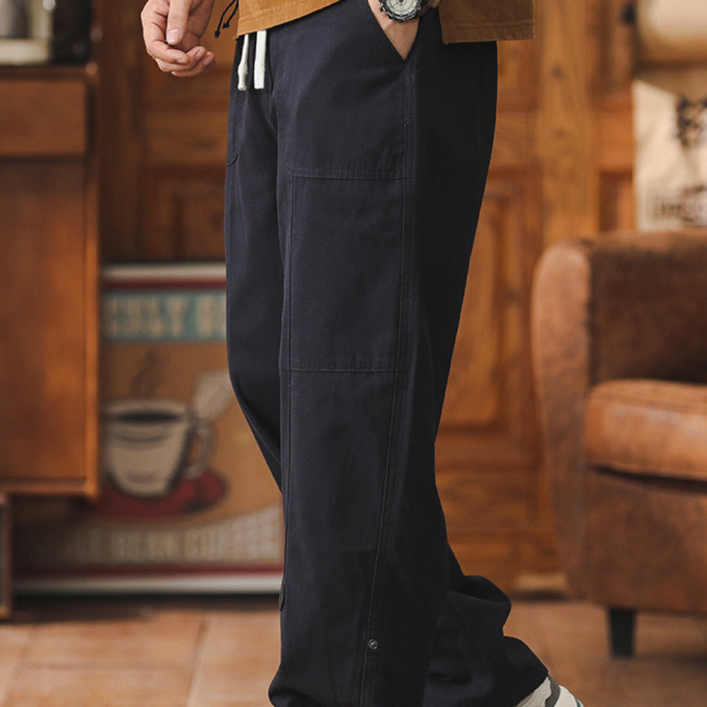 美式工裝褲子男潮牌春季寬松闊腿九分直筒褲復古休閑長褲
