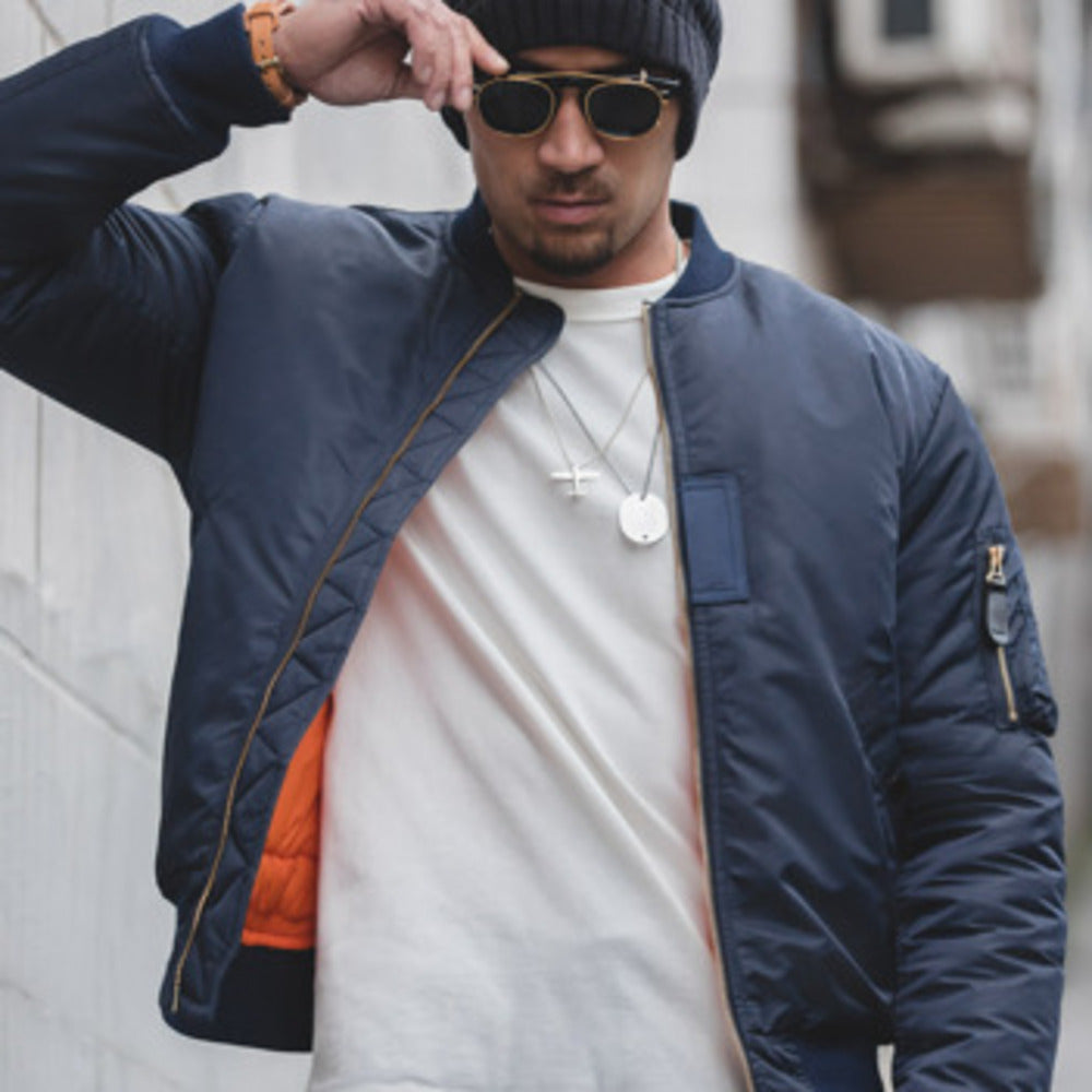 美式空中MA1飛行員夾克軍綠棉衣加厚襖子棉服棒球服