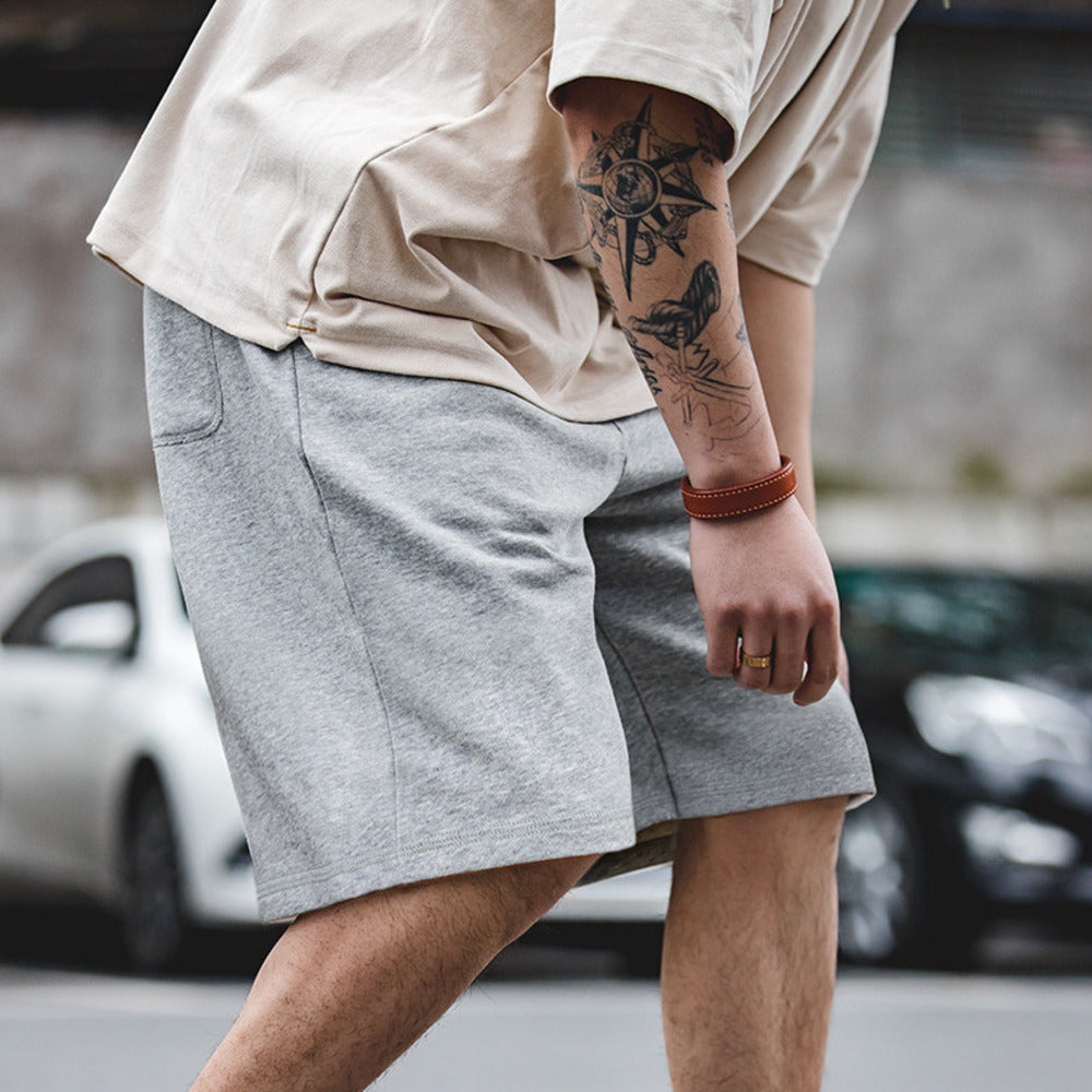 美式復古灰色休閒褲針織短褲運動衛褲五分籃球褲