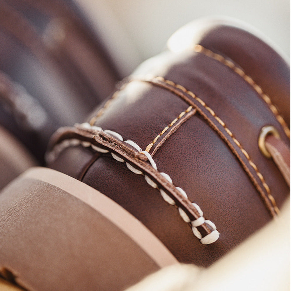 復古三眼帆船鞋低幫英倫風工裝鞋潮流休閑真皮鞋