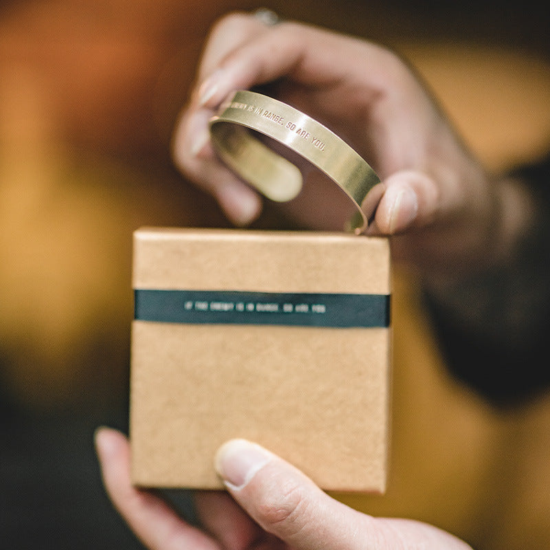 復古BLISS開口拋光白銅寬手镯字母黃銅打磨手環配飾品