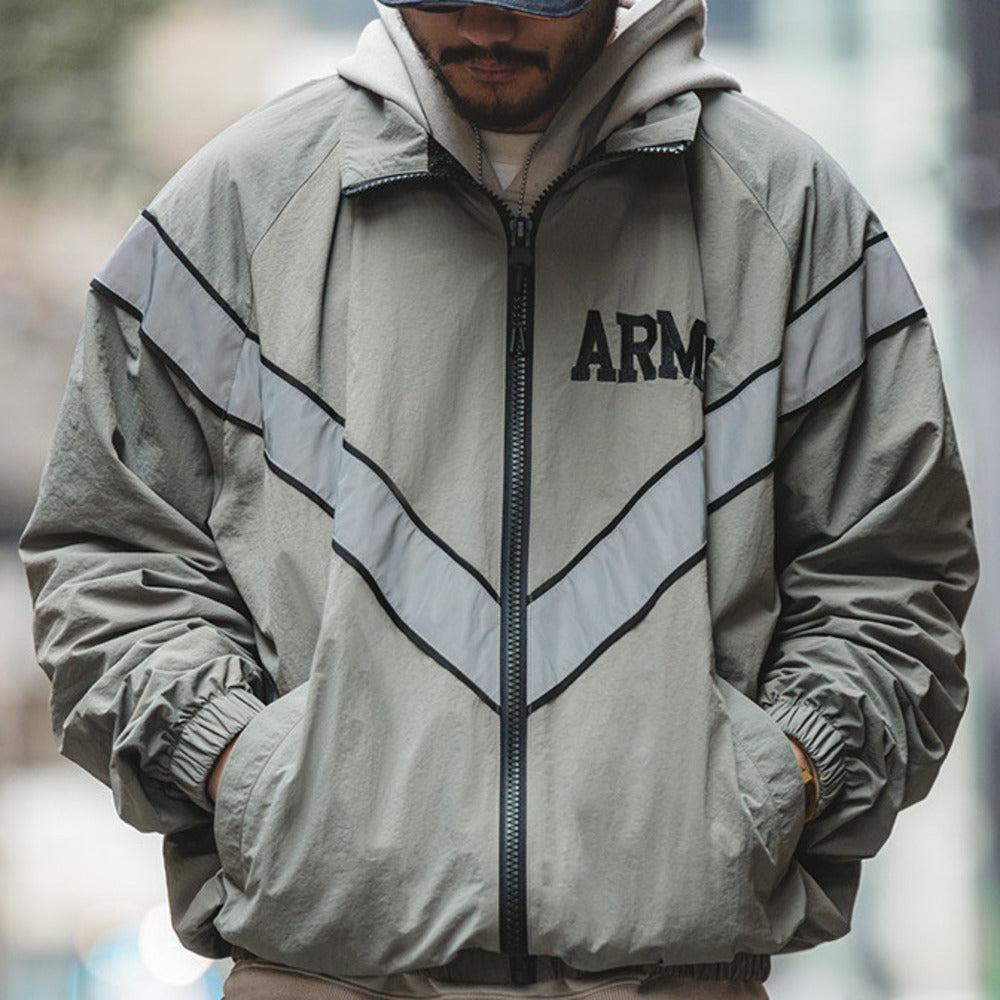 ARMY反光連帽飛行員夾克IPFU校服風速幹外套寬松訓練服