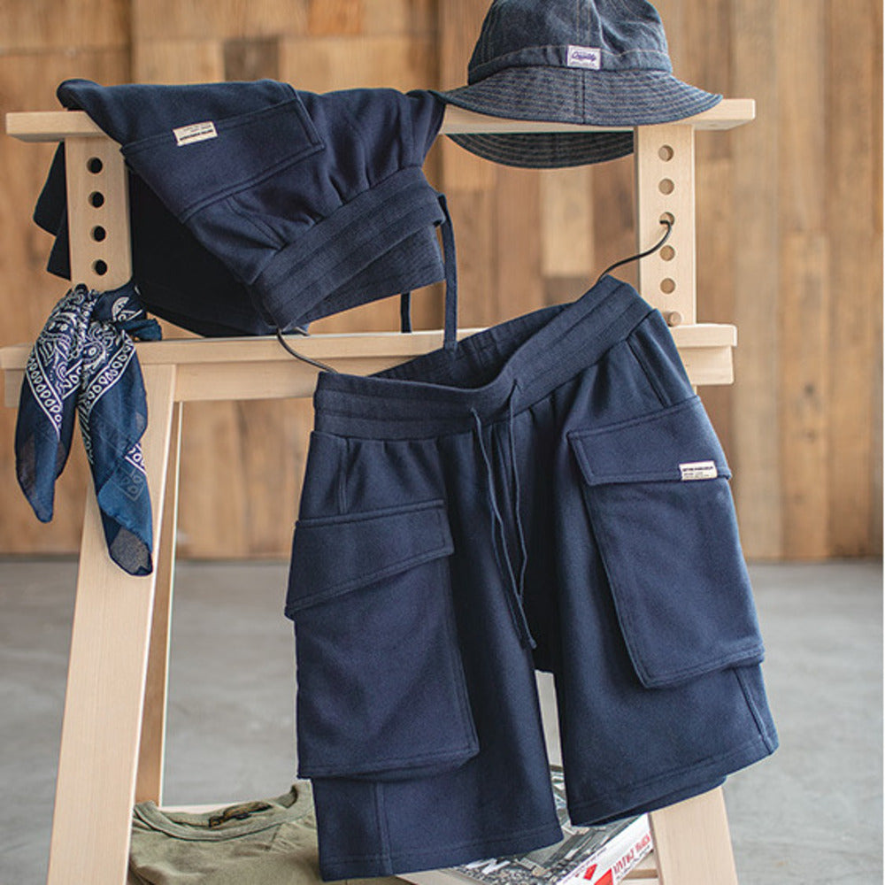 P44針織短褲大口袋復古阿美咔叽馬褲五分褲