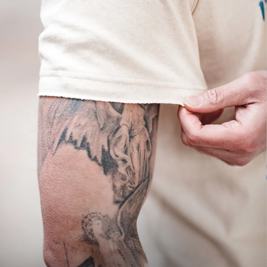 美式復古船錨印花棉籽殼短袖TEE正肩半袖字母圓領T恤