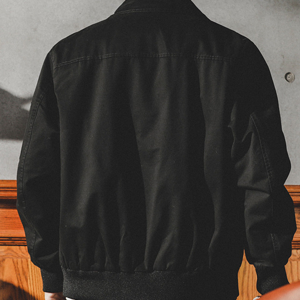 美式復古工裝外套男士春秋季寬松休閑翻領獵裝夾克