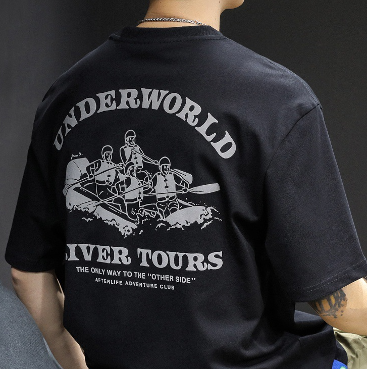 美式t恤短袖男夏季潮牌印花宽松休闲圆领纯棉潮流半截袖衣服