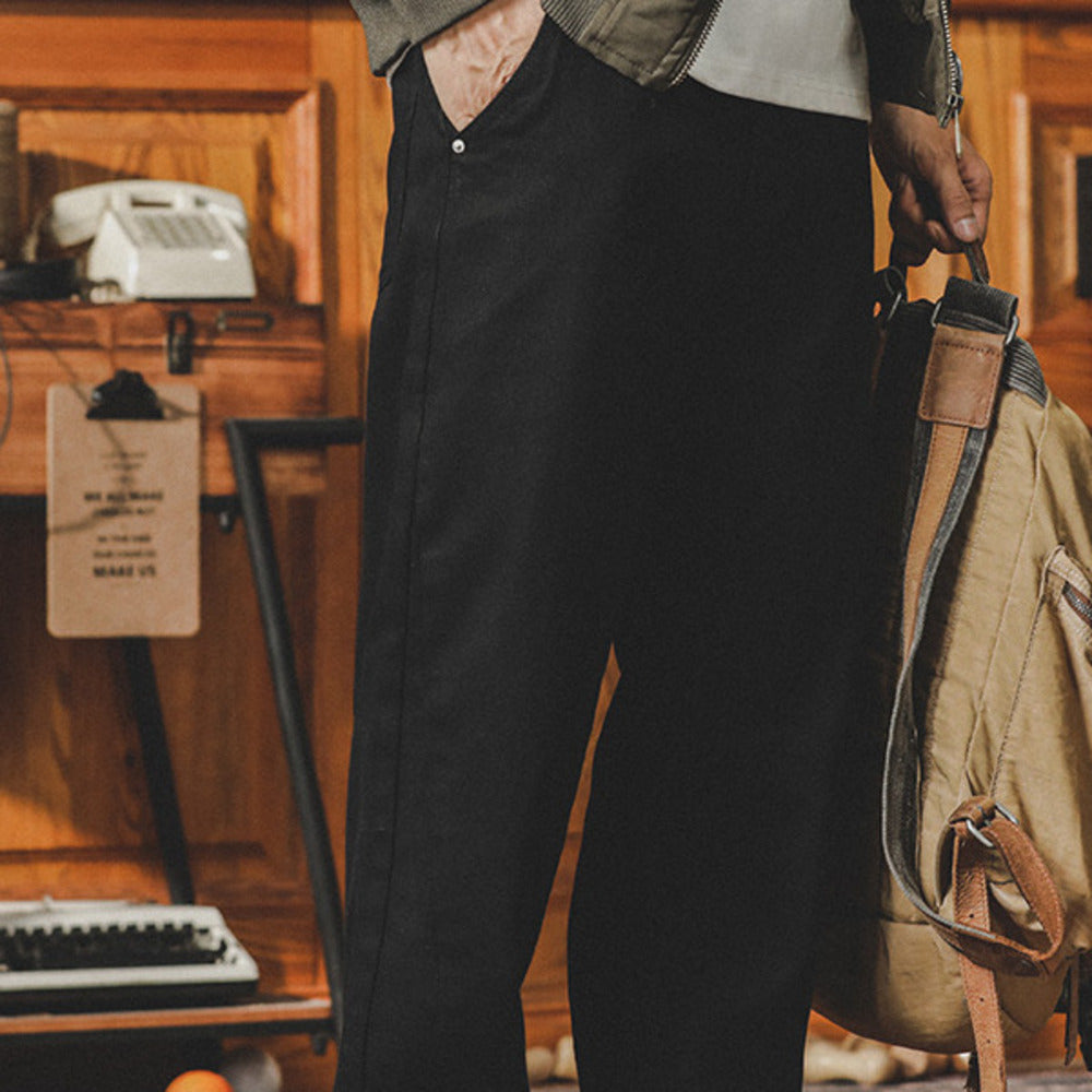 美式黑色牛仔褲男春季寬松闊腿褲潮牌百搭休閑長褲子窄版直筒褲男