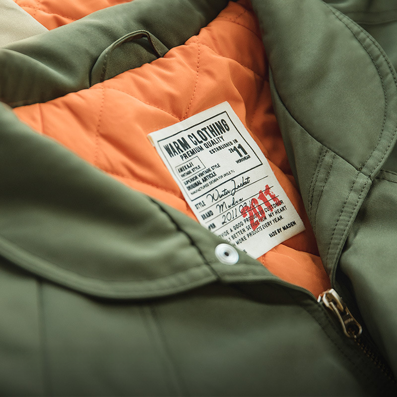 復古加厚夾克飛行員翻領棉衣口袋外套保暖棉服