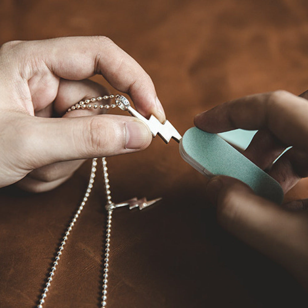 復古小閃電銀吊墜毛衣項鍊掛墜男女