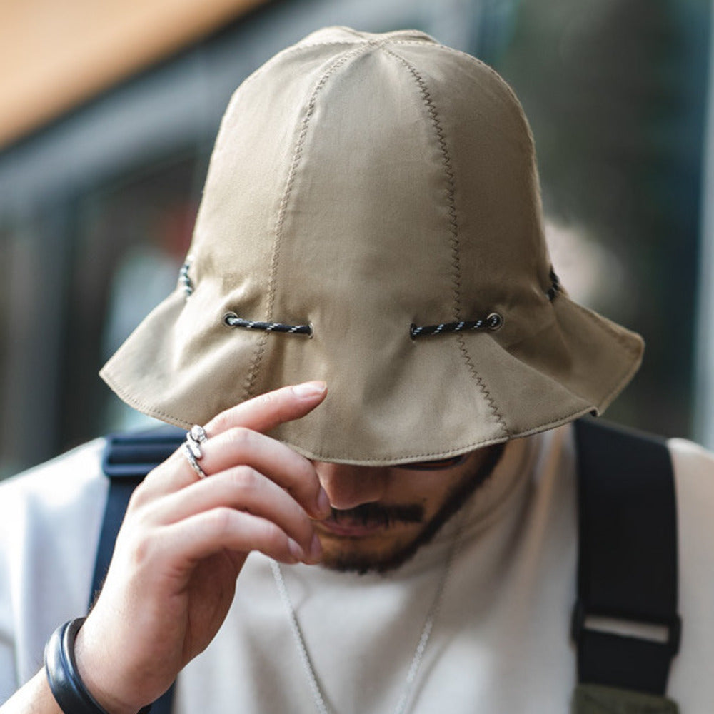 復古黑色兩用漁夫帽便攜手提零錢包錢袋帽遮陽帽子包