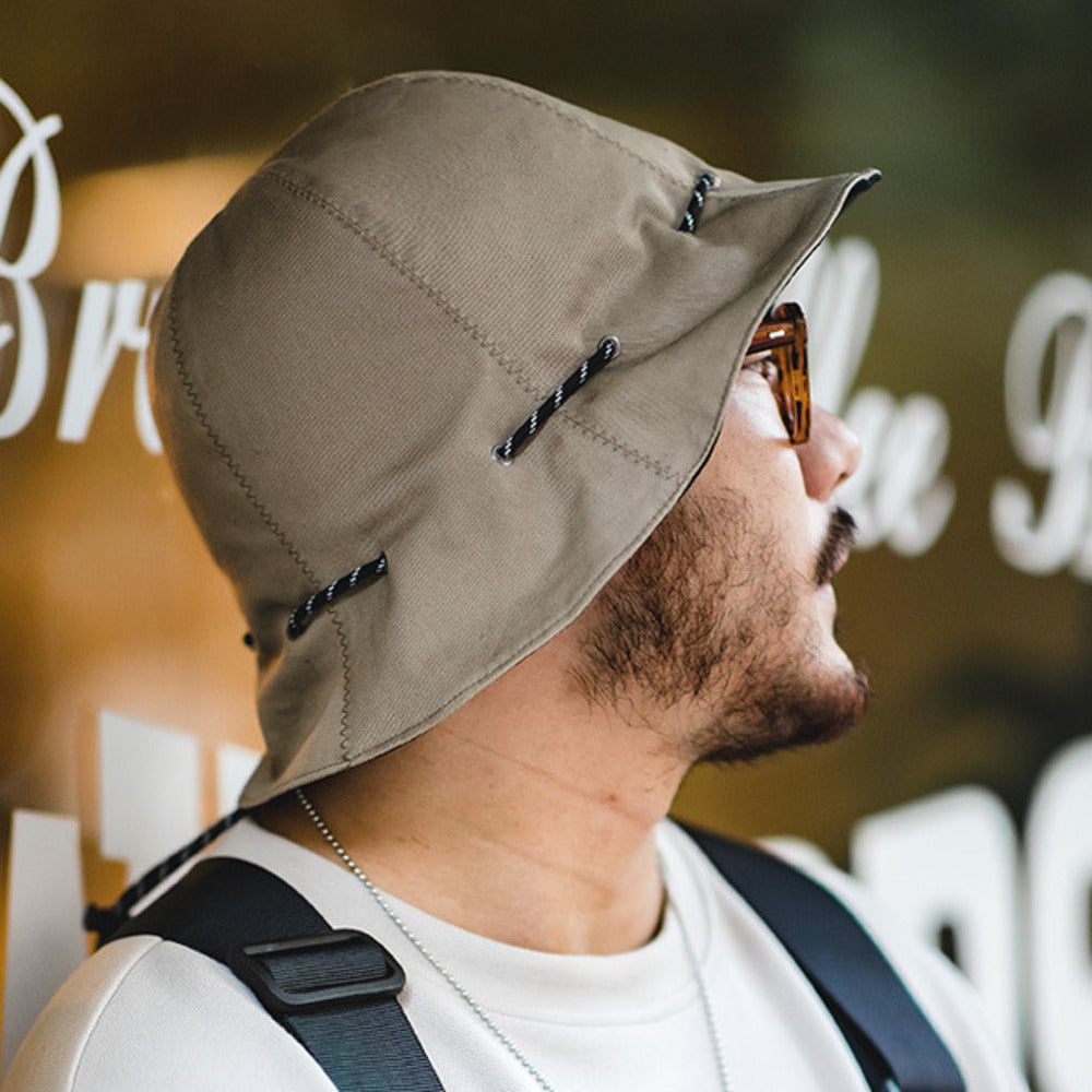 復古黑色兩用漁夫帽便攜手提零錢包錢袋帽遮陽帽子包