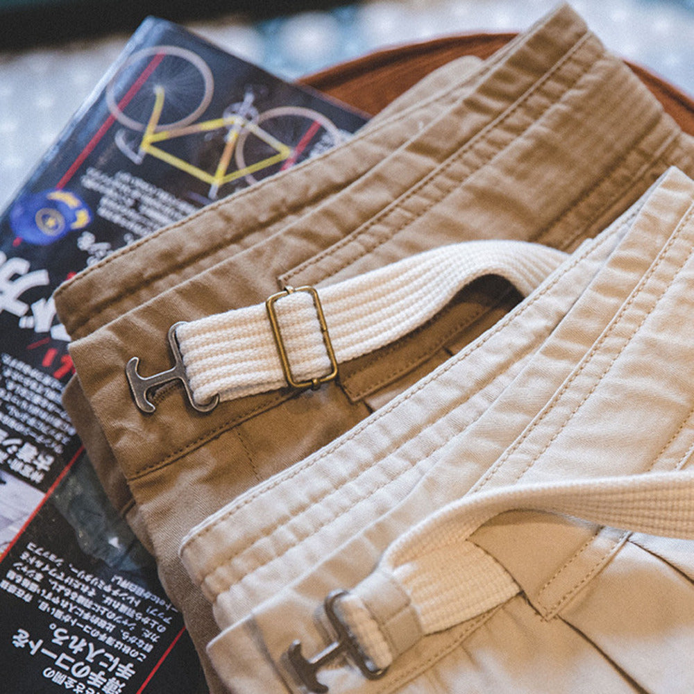 美式復古卡扣腰帶阿美咔叽休閑五分褲