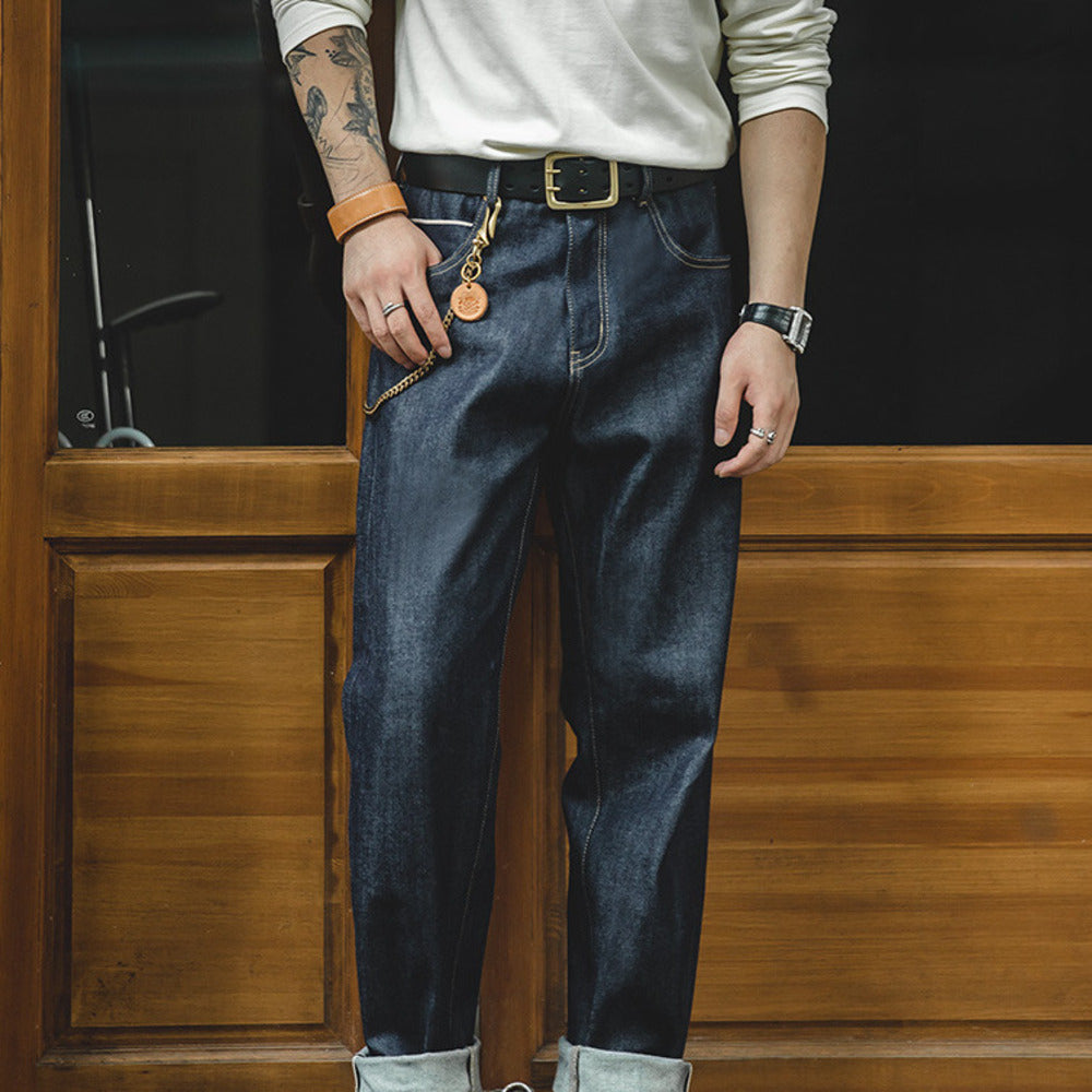 復古丹寧赤耳原牛直筒牛仔褲養牛長褲