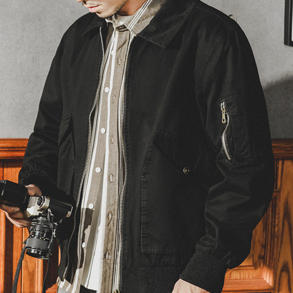 美式復古工裝外套男士春秋季寬松休閑翻領獵裝夾克