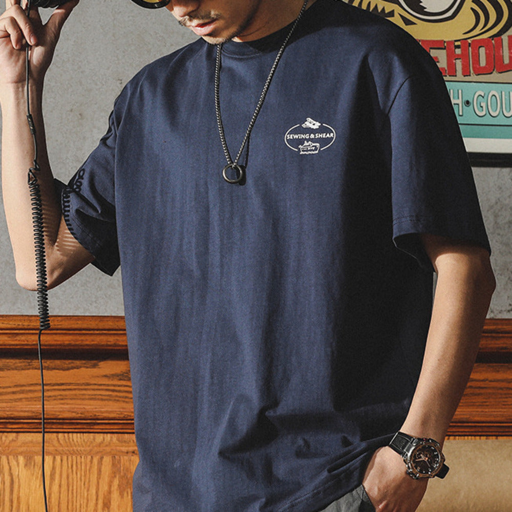 美式白色短袖t恤男夏季寬松大碼純棉潮牌百搭圓領半截袖體恤