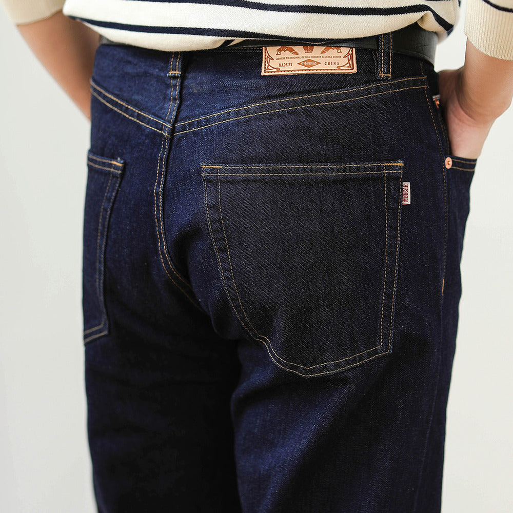 高端復古水洗百搭直筒牛仔褲阿美咔叽赤耳丹寧合身長褲