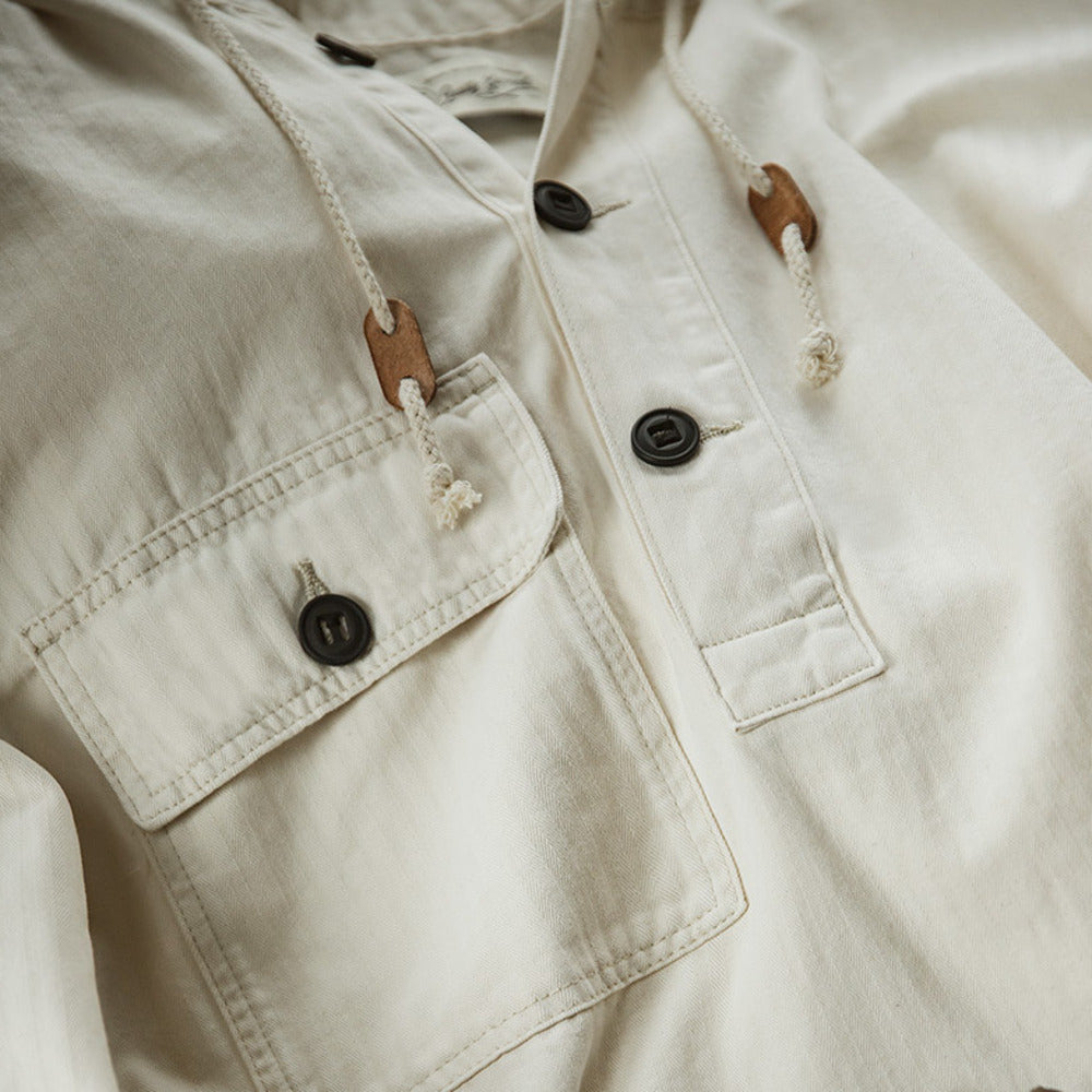 美式復古二戰米白甲板服惡劣天氣外套衝鋒衛衣連帽衫