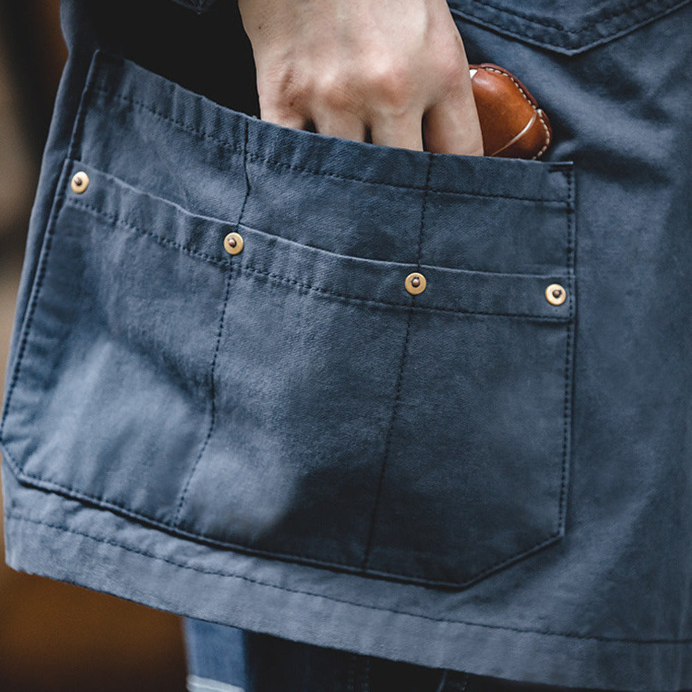 復古法式教練夾克藏青色外套做舊獵裝上衣