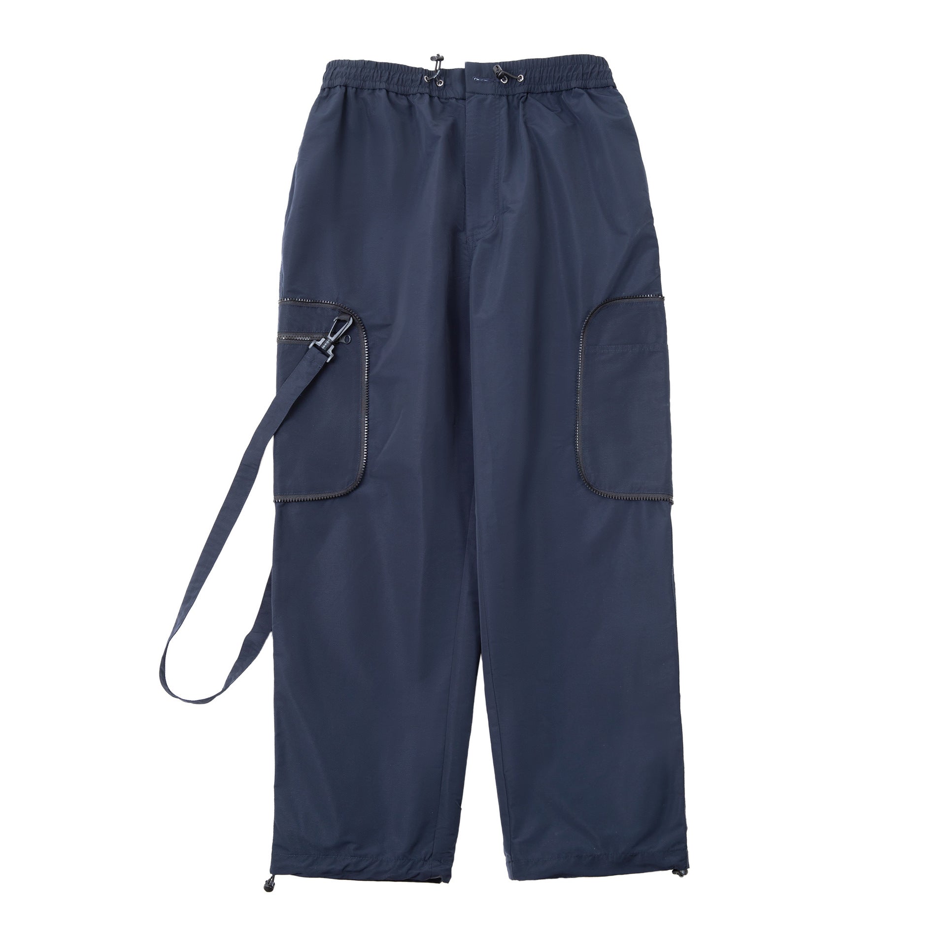 美式休閑多功能直筒褲口袋寬松抽繩束腳機能闊腿長褲