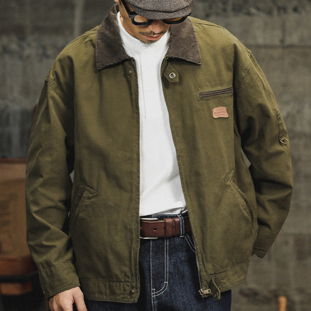 美式復古平替卡哈特工裝外套男春季寬松翻領底特律獵裝夾克
