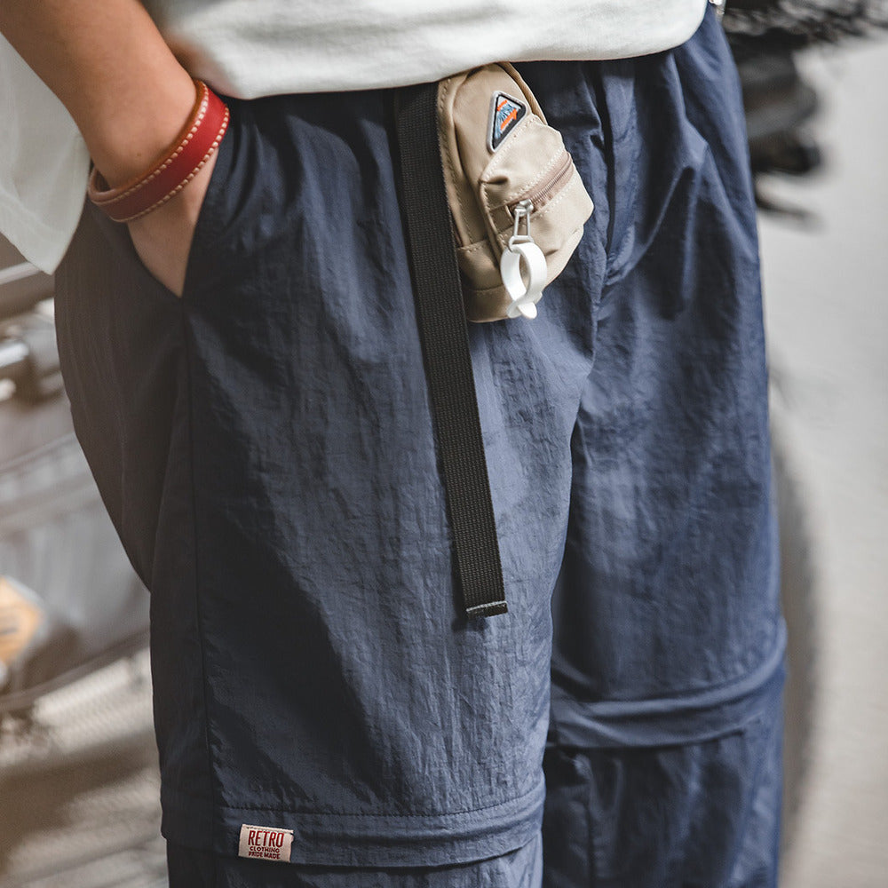 山系戶外可拆卸機能長褲直筒束脚解構五分短褲子男秋夏