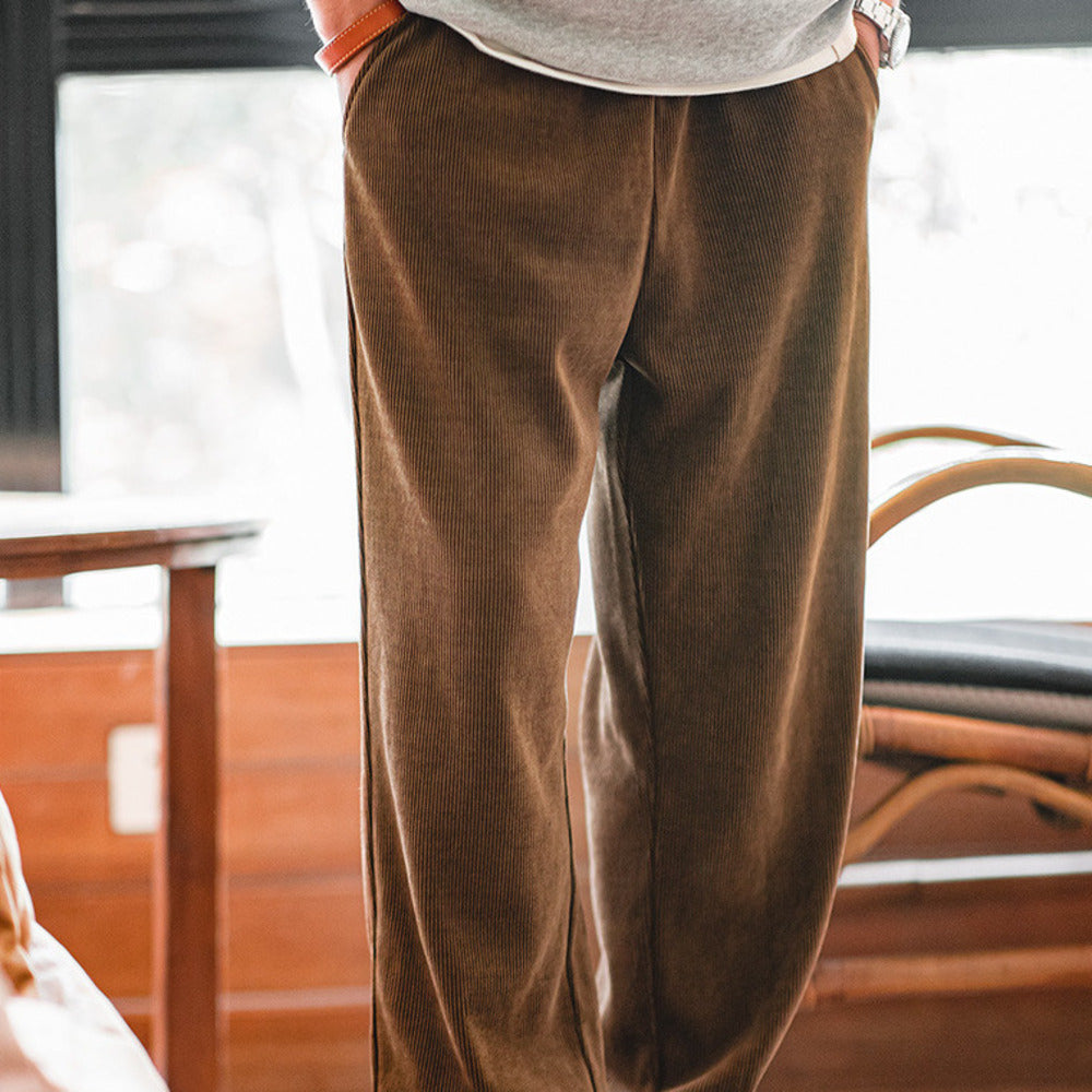 雪尼爾免燙垂感聰明褲束腳慵懶直筒休閑長褲