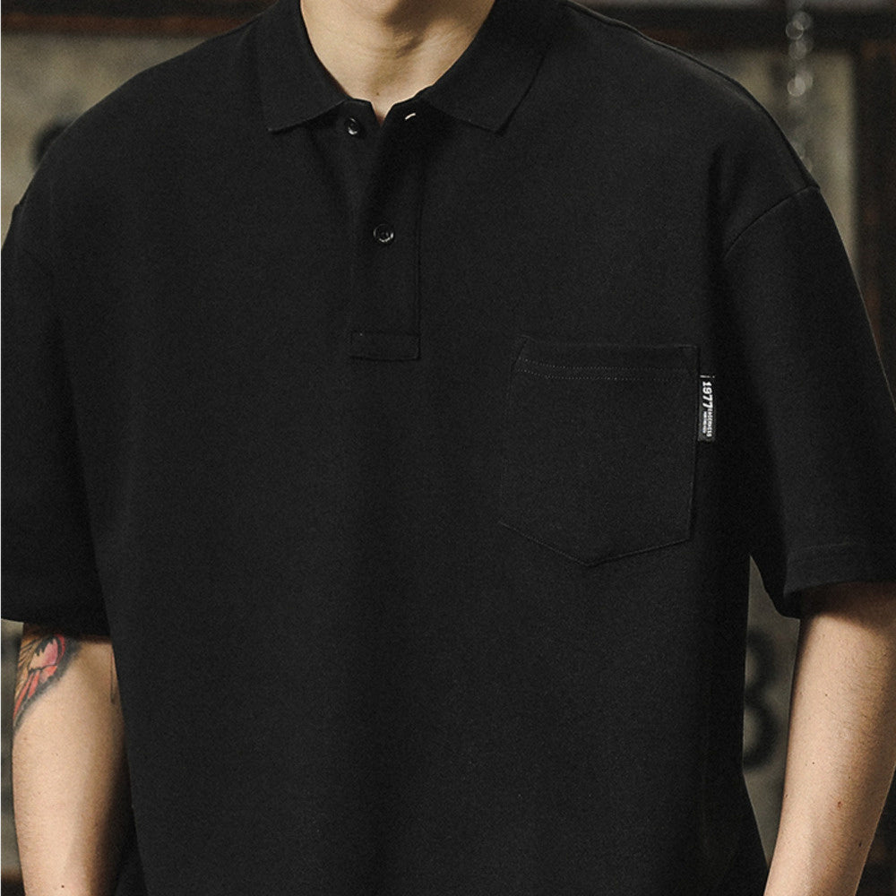 夏季2024新款polo衫男高級感美式休閑寬松大碼有翻領短袖t恤