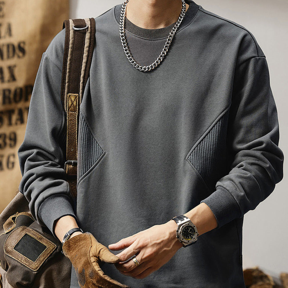 潮牌圓領套頭設計感簡約百搭長袖上衣