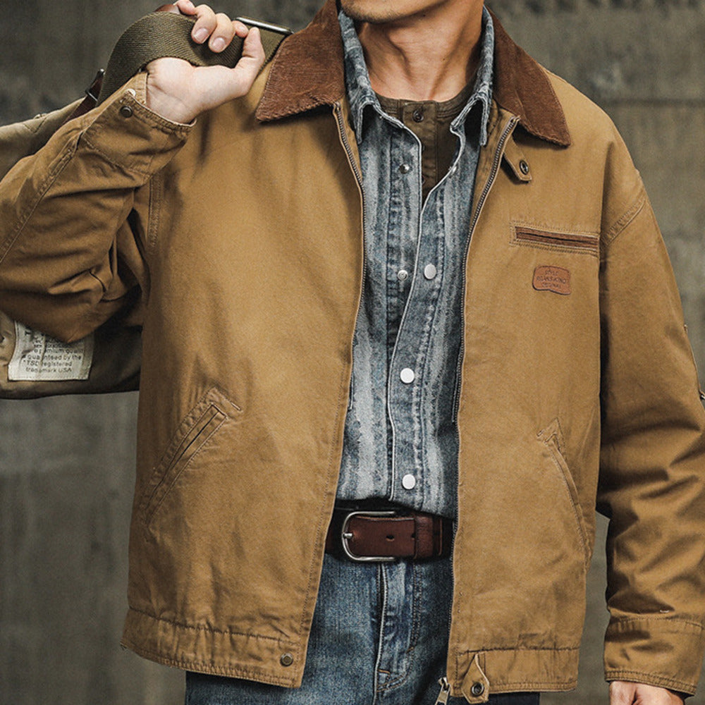 美式復古平替卡哈特工裝外套男春季寬松翻領底特律獵裝夾克